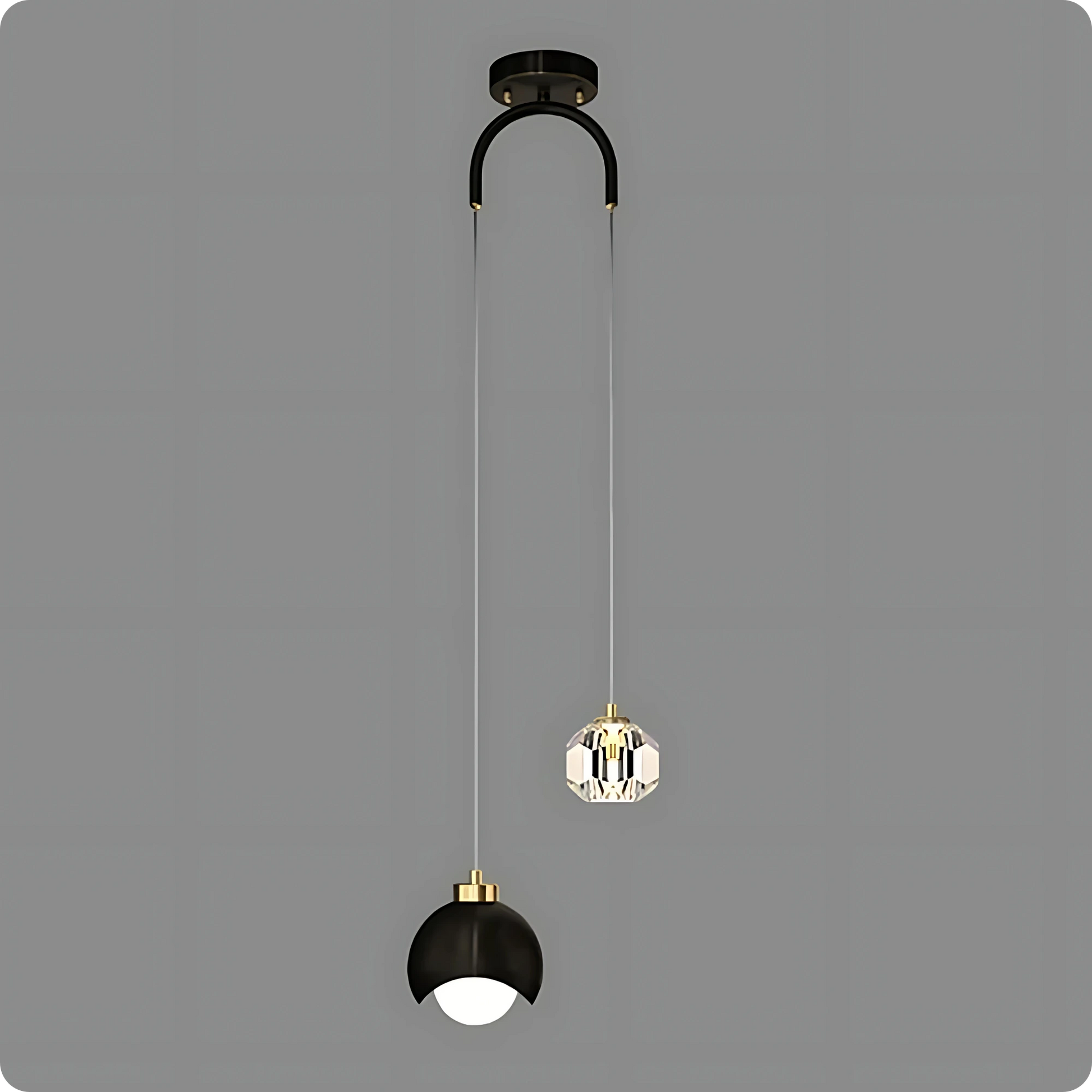 Plafonnier Suspendu Cristal et Métal Doré - Style Nordique avec Ampoules LED - PlafonnierDeco