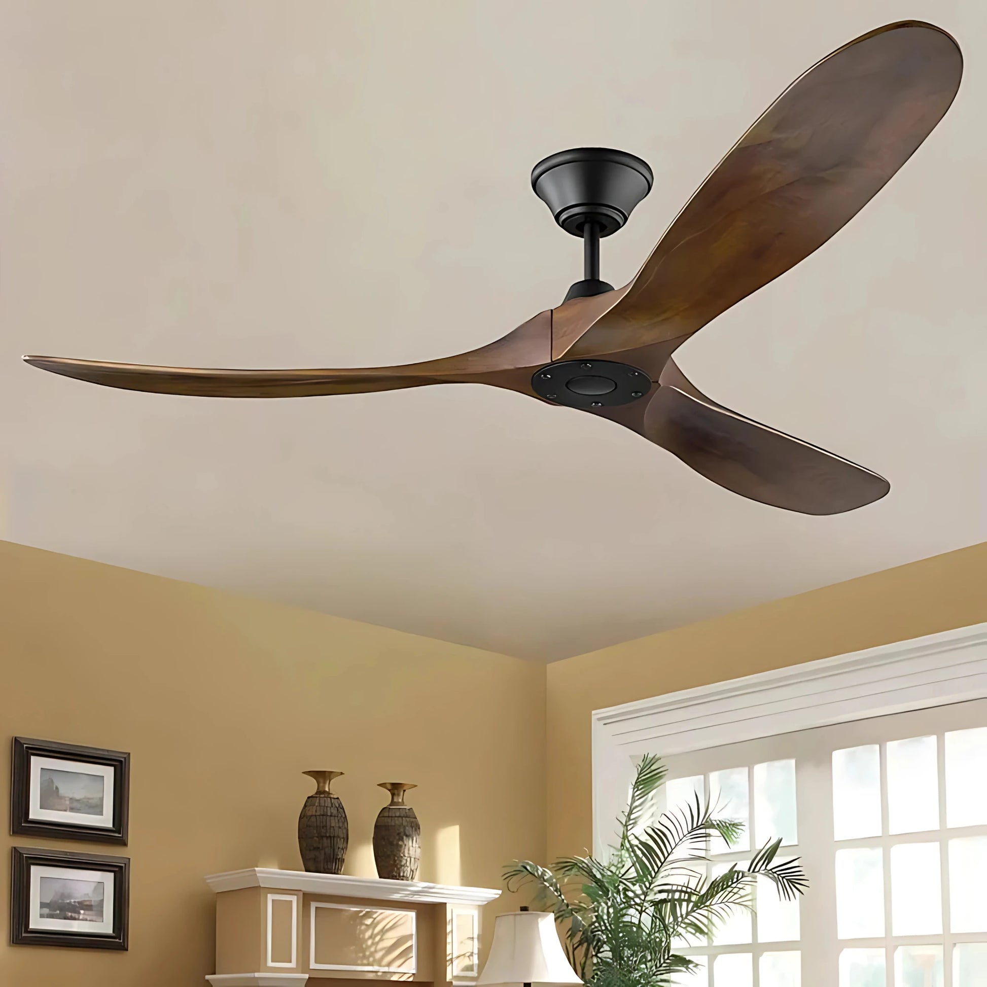 Plafonnier Ventilateur Design Grand Format Bois à Télécommande - PlafonnierDeco