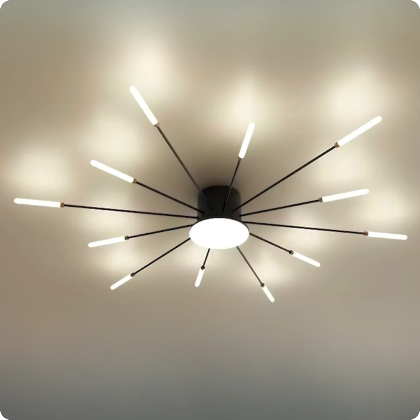 Plafonnier LED Noir Spirale Artificielle Acrylique Dimmable avec 12 Lumières Neutres - PlafonnierDeco