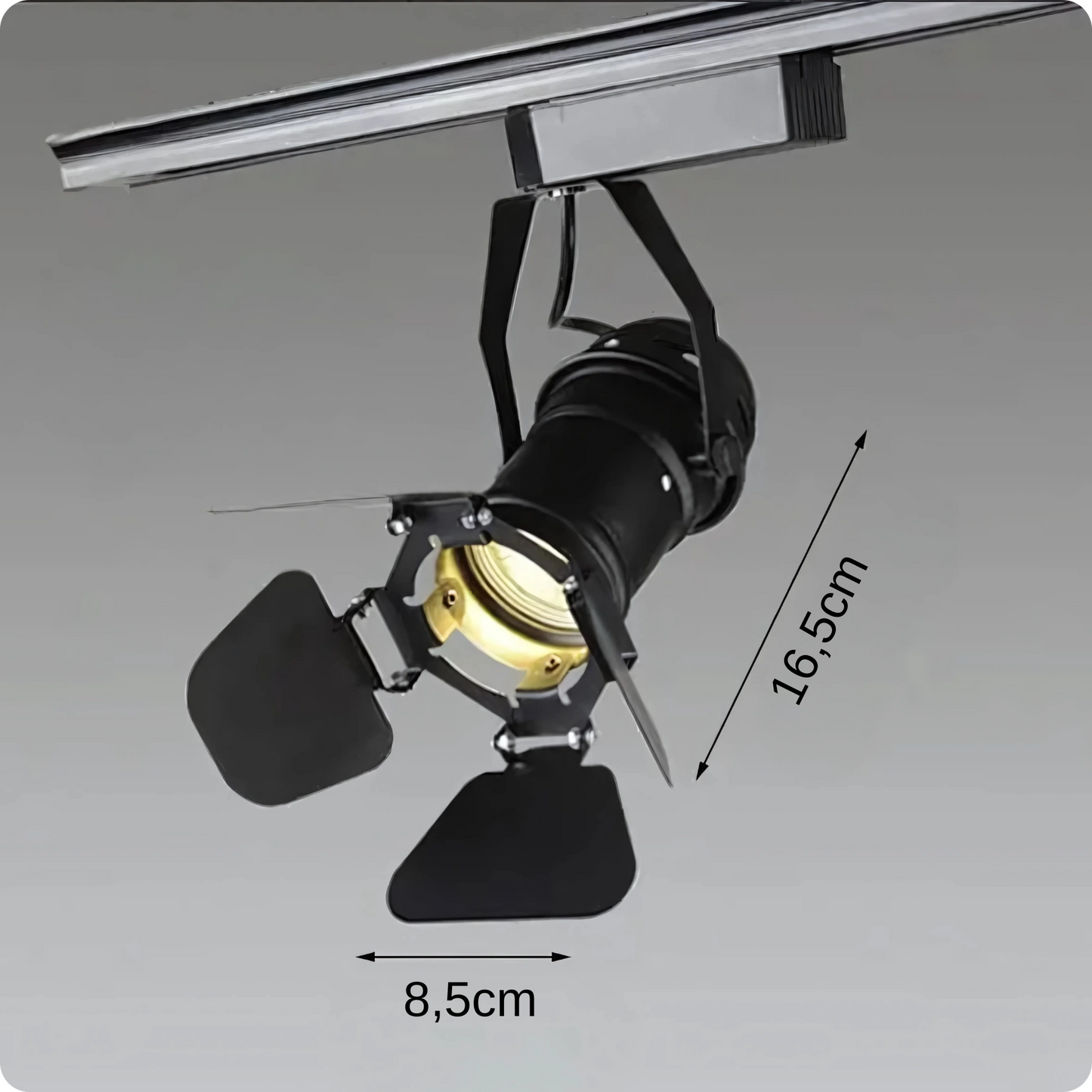 Plafonnier Spot Métal Noir Orientable E27 Style Industriel Rail Unique - PlafonnierDeco