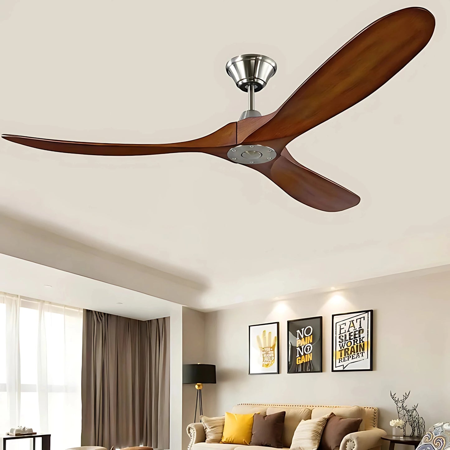 Plafonnier Ventilateur Design Grand Format Bois à Télécommande - PlafonnierDeco