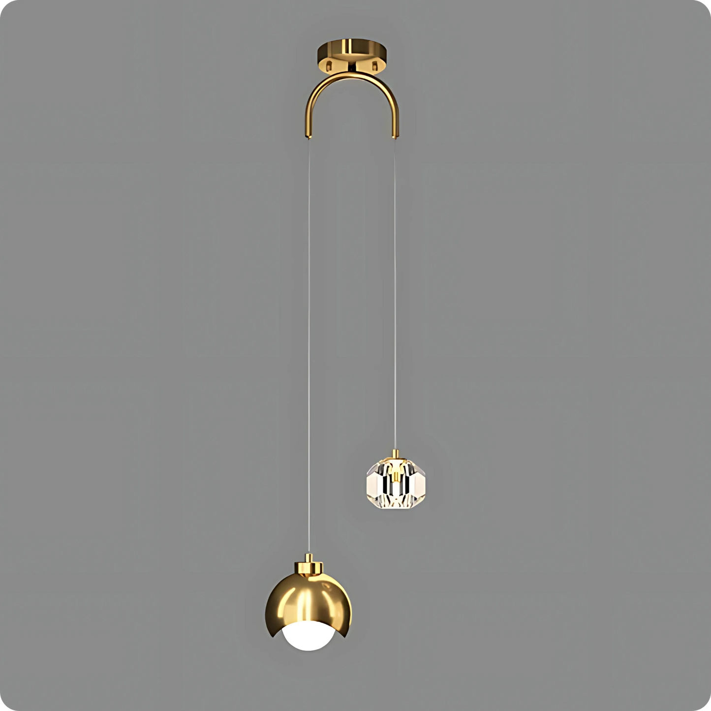 Plafonnier Suspendu Cristal et Métal Doré - Style Nordique avec Ampoules LED - PlafonnierDeco