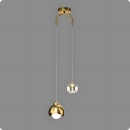 Plafonnier Suspendu Cristal et Métal Doré - Style Nordique avec Ampoules LED - PlafonnierDeco