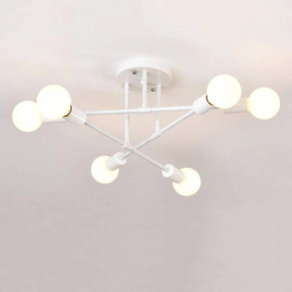 Plafonnier Design Art Moderne 6 Douilles Fer Plaqué Or Antique - PlafonnierDeco