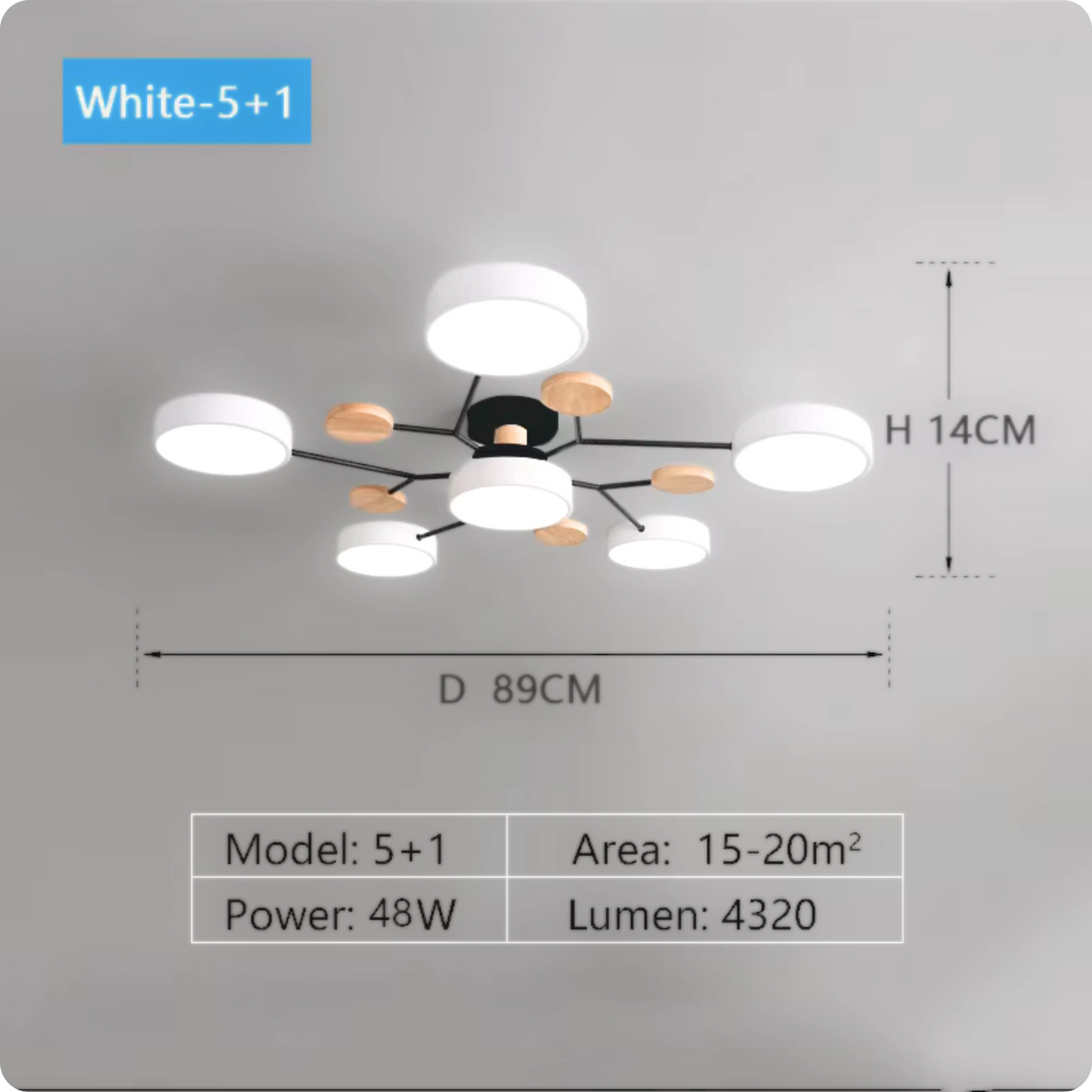 Plafonnier Moderne Design 5 Bras LED | Lumière à 3 Couleurs - PlafonnierDeco