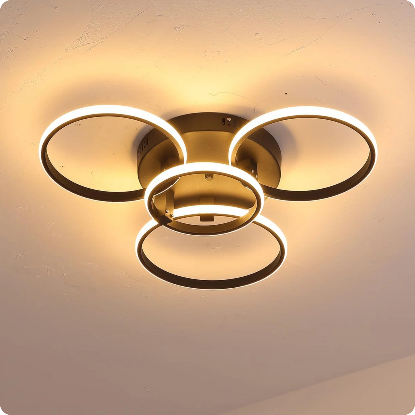 Plafonnier Design LED Anneaux Superposés Noir avec Télécommande APP - PlafonnierDeco