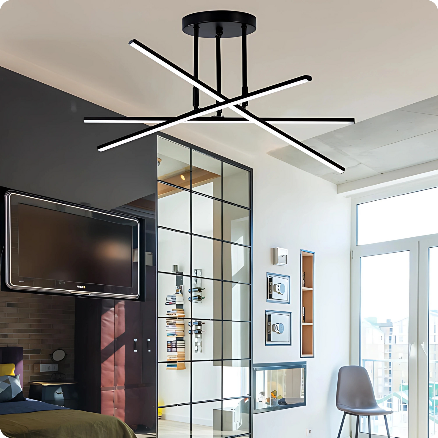 Plafonnier LED Semi-Encastré Fer Noir Design Nordique Chic - PlafonnierDeco