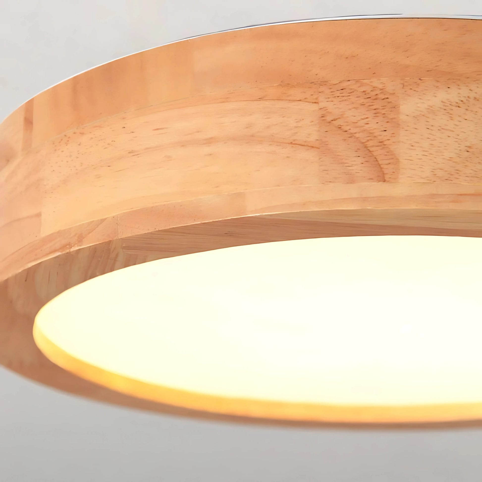 Plafonnier LED Bois Naturel - Design Rond Style Japonais - PlafonnierDeco