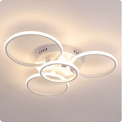 Plafonnier Design LED Anneaux Superposés Blanc avec Télécommande APP - PlafonnierDeco