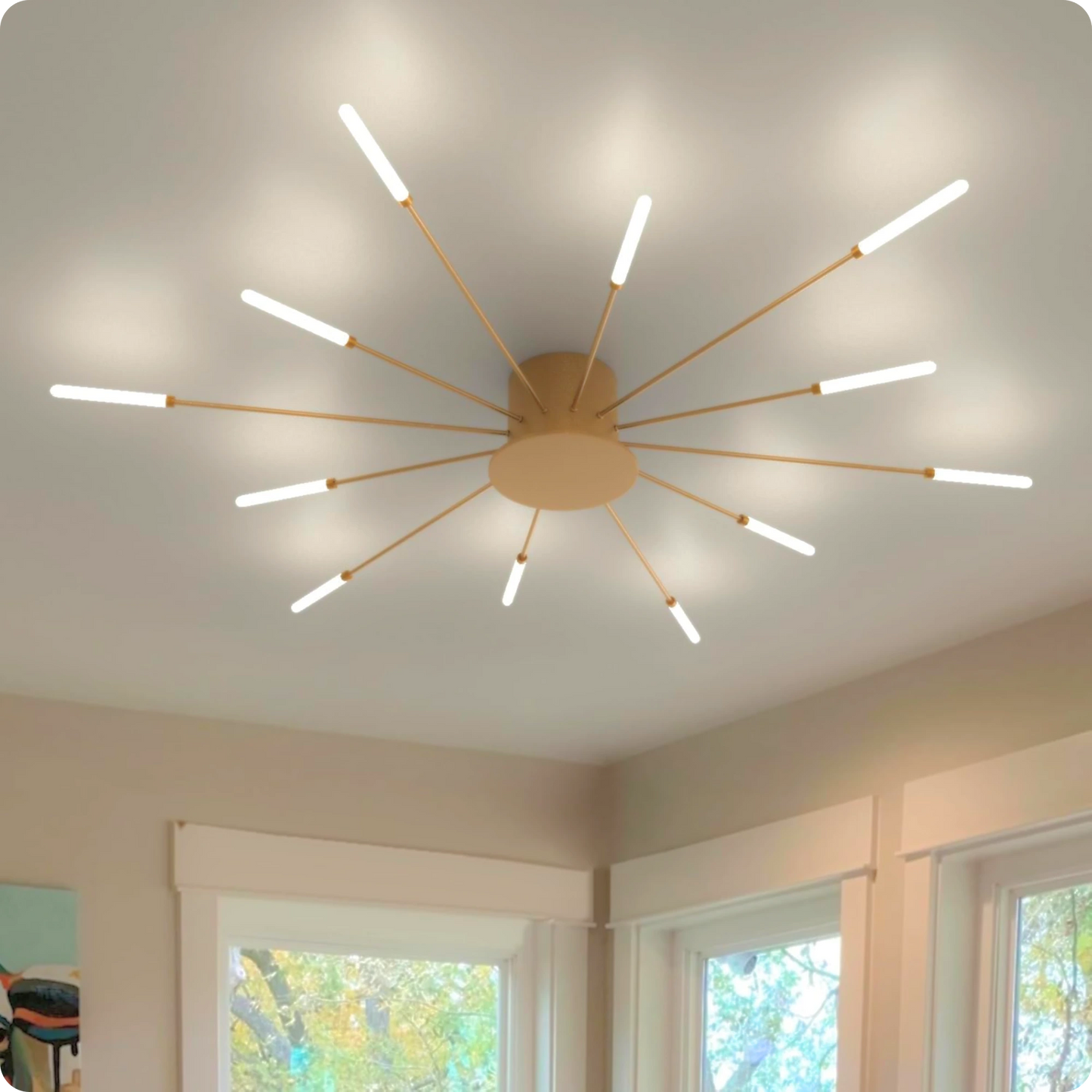 Plafonnier LED Or Spirale Artificielle Acrylique Dimmable avec 12 Lumières Neutres - PlafonnierDeco