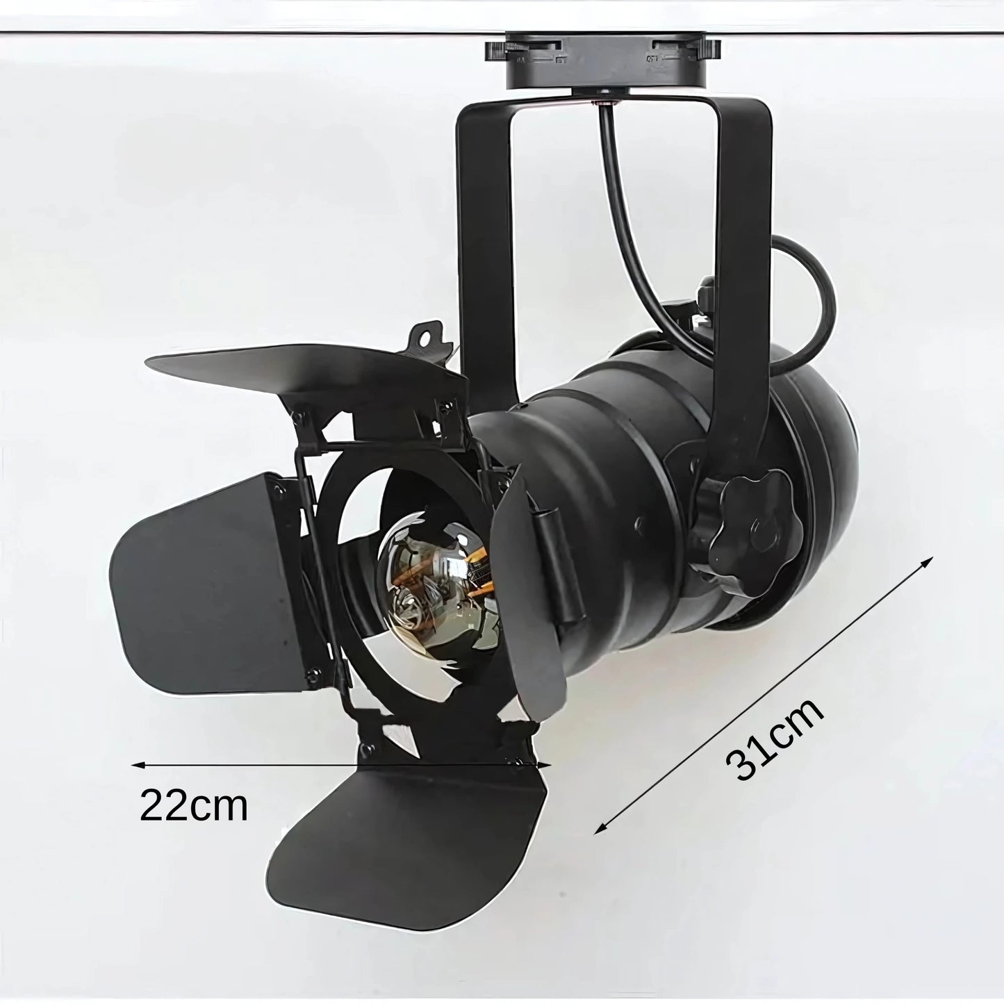 Plafonnier Spot Métal Noir Orientable E27 Style Industriel Rail Unique - PlafonnierDeco