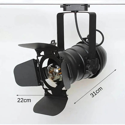 Plafonnier Spot Métal Noir Orientable E27 Style Industriel Rail Unique - PlafonnierDeco