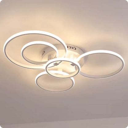 Plafonnier Design LED Anneaux Superposés Blanc avec Télécommande APP - PlafonnierDeco