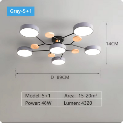 Plafonnier Moderne Design 5 Bras LED | Lumière à 3 Couleurs - PlafonnierDeco