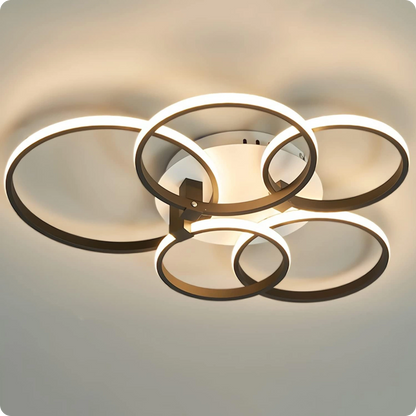 Plafonnier Design LED Anneaux Superposés Noir avec Télécommande APP - PlafonnierDeco