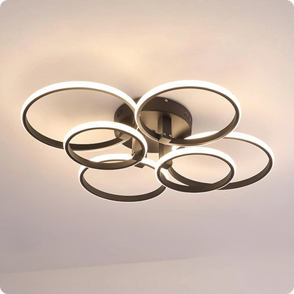 Plafonnier Design LED Anneaux Superposés Noir avec Télécommande APP - PlafonnierDeco