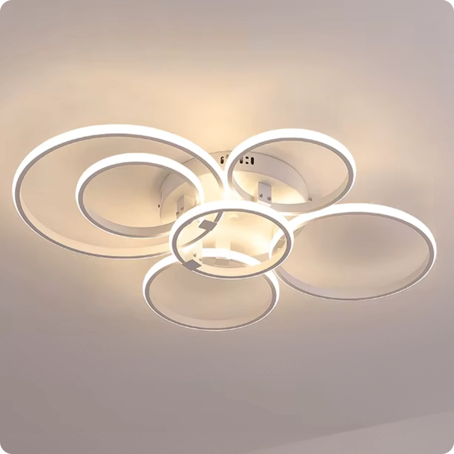 Plafonnier Design LED Anneaux Superposés Blanc avec Télécommande APP - PlafonnierDeco