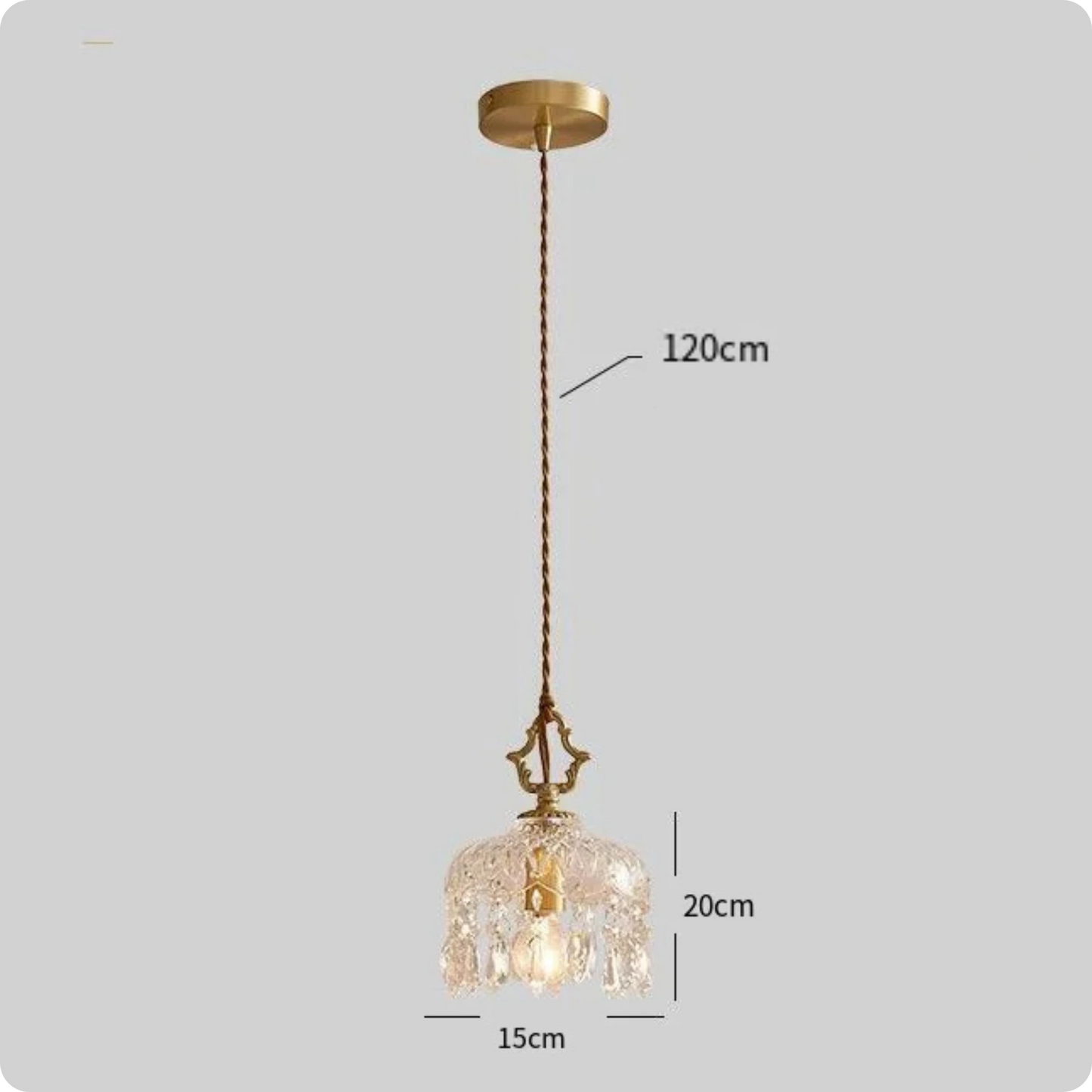 Plafonnier suspendu en verre et cristal doré à LED – Éclairage doux et raffiné - PlafonnierDeco