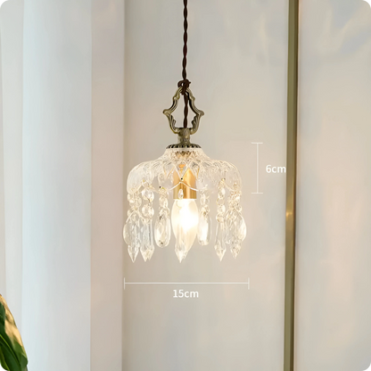 Plafonnier suspendu en verre et cristal doré à LED – Éclairage doux et raffiné - PlafonnierDeco
