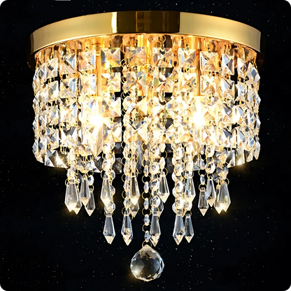 Plafonnier cristal en alliage poli avec reflets modernes et éclat - PlafonnierDeco