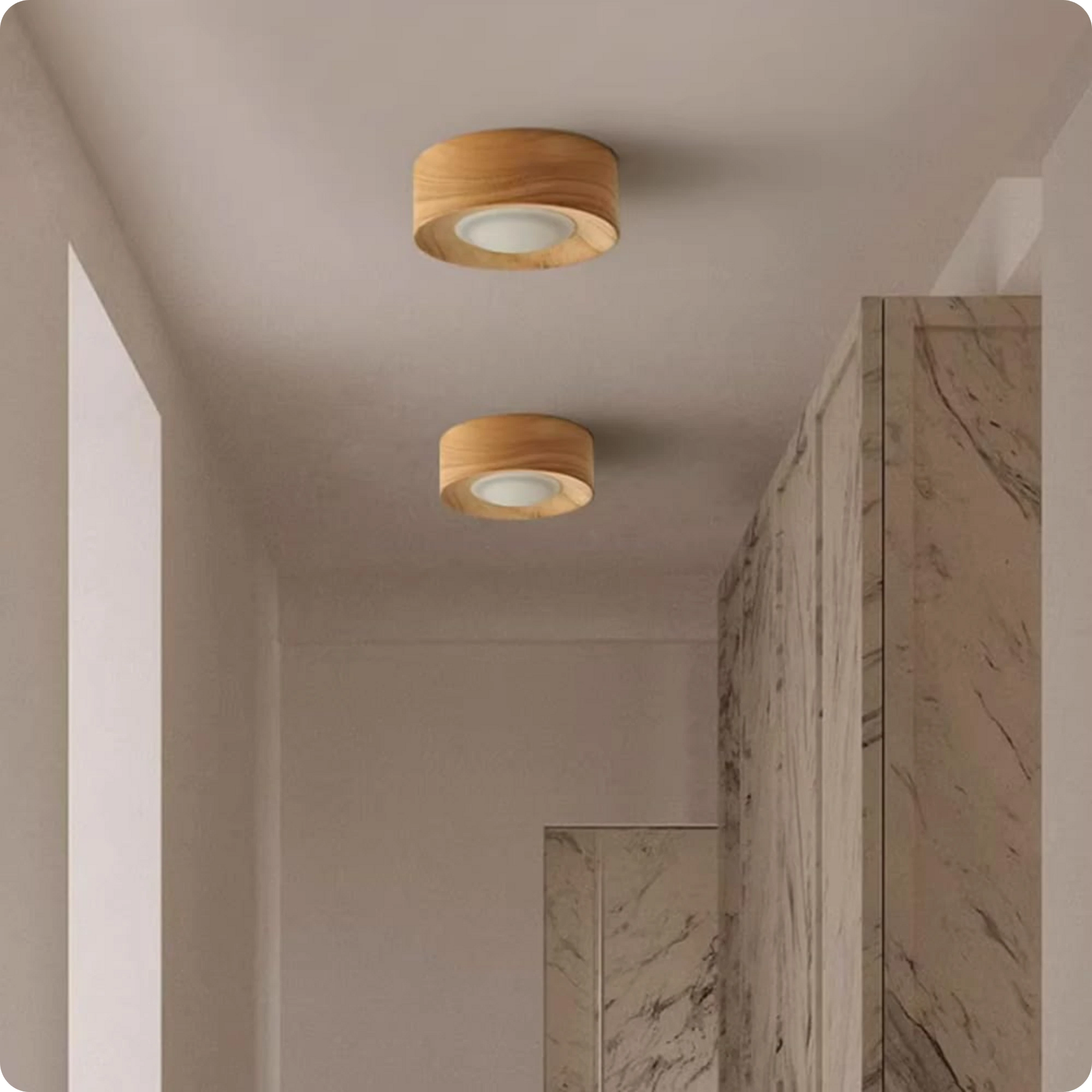 Plafonnier en bois noyer et métal avec éclairage LED chaleureux - PlafonnierDeco