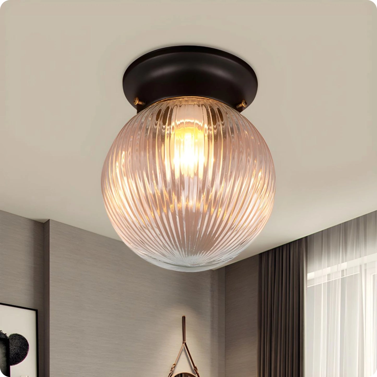Plafonnier vintage en verre brossé avec éclairage LED pour intérieur chic - PlafonnierDeco