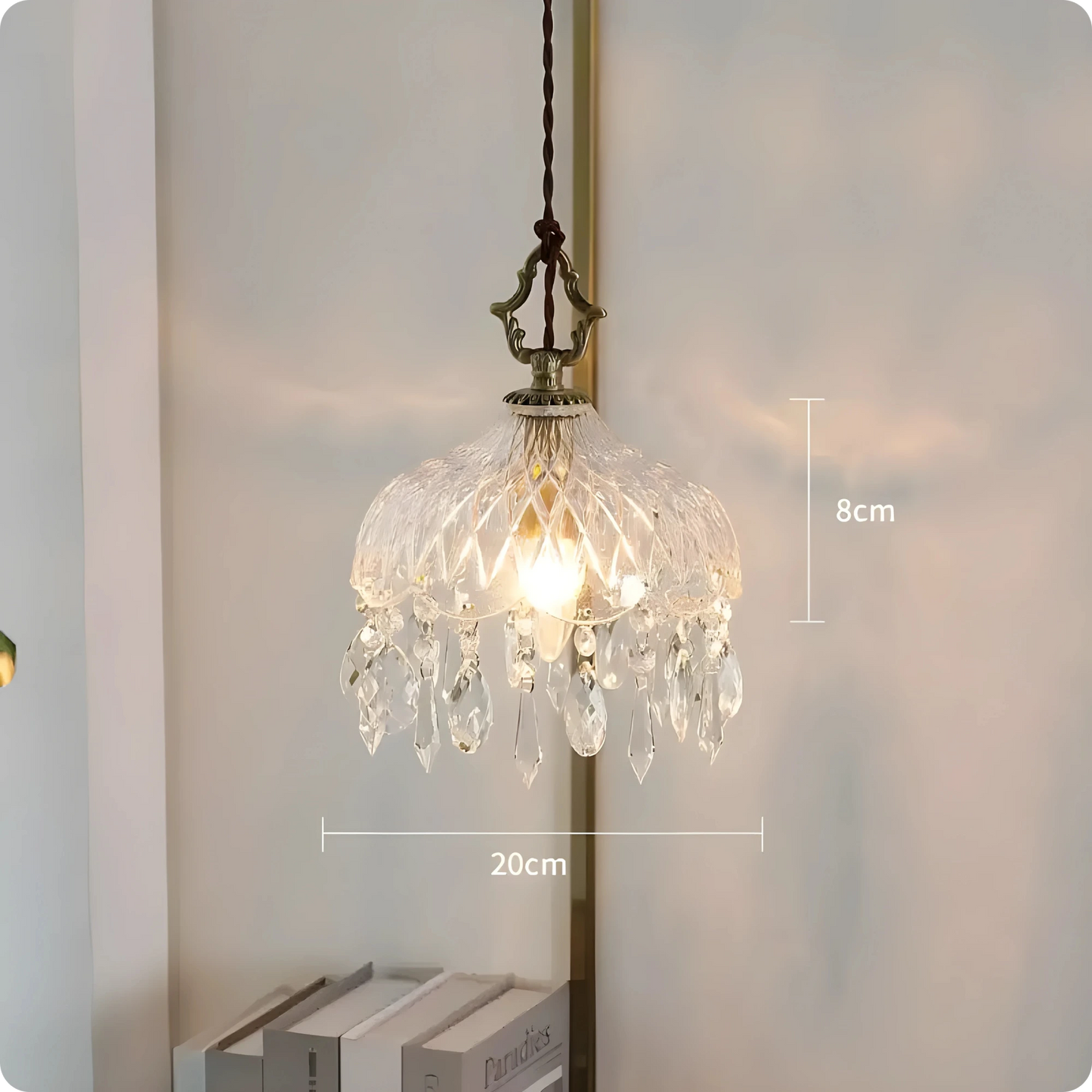 Plafonnier suspendu en verre et cristal doré à LED – Éclairage doux et raffiné - PlafonnierDeco
