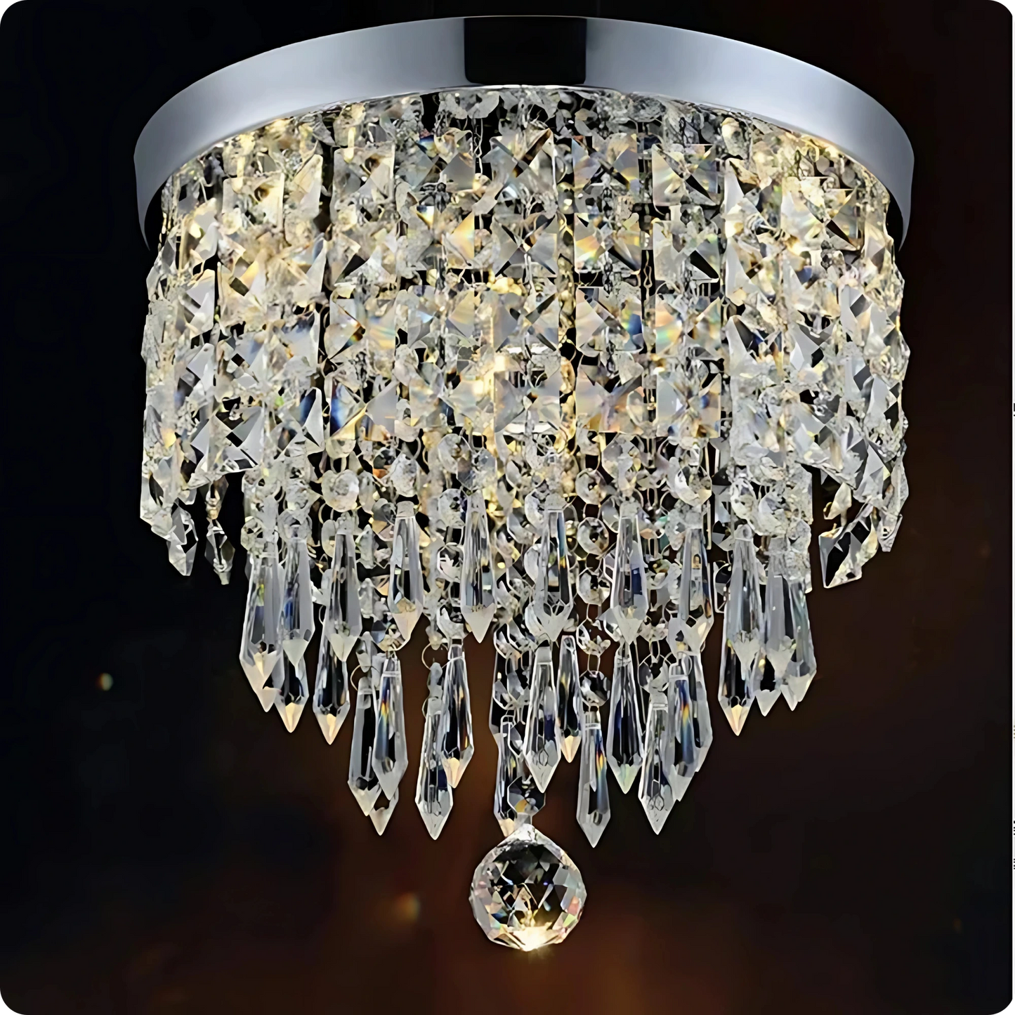 Plafonnier cristal en alliage poli avec reflets modernes et éclat - PlafonnierDeco