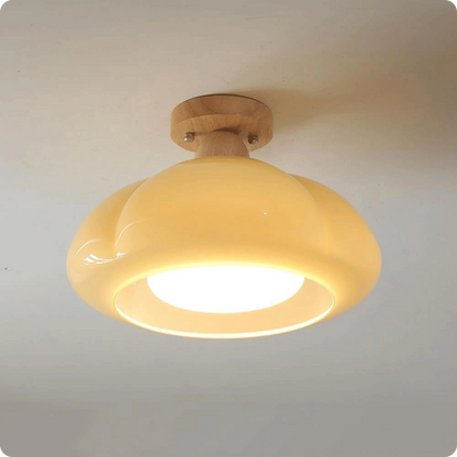 Plafonnier moderne en résine et cuivre avec ampoule LED pour un éclairage doux