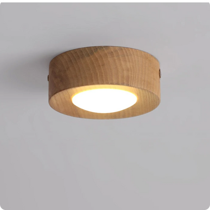 Plafonnier en bois noyer et métal avec éclairage LED chaleureux - PlafonnierDeco