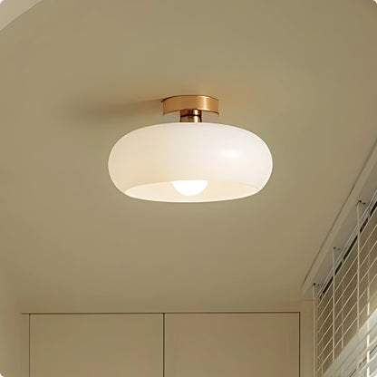 Plafonnier design en verre soufflé orange et blanc avec éclairage LED doux - PlafonnierDeco