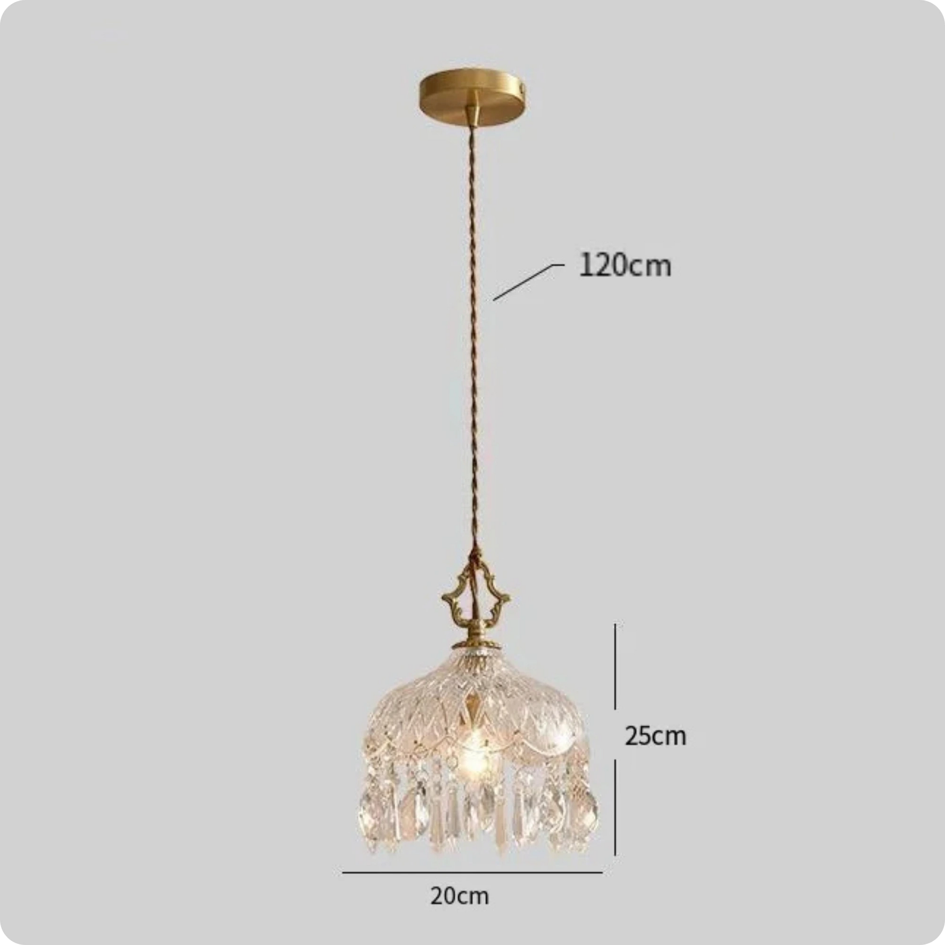 Plafonnier suspendu en verre et cristal doré à LED – Éclairage doux et raffiné - PlafonnierDeco