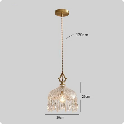 Plafonnier suspendu en verre et cristal doré à LED – Éclairage doux et raffiné - PlafonnierDeco