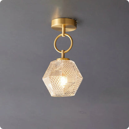 Plafonnier en Verre Nordique avec Finition Dorée et Éclairage LED Doux - PlafonnierDeco