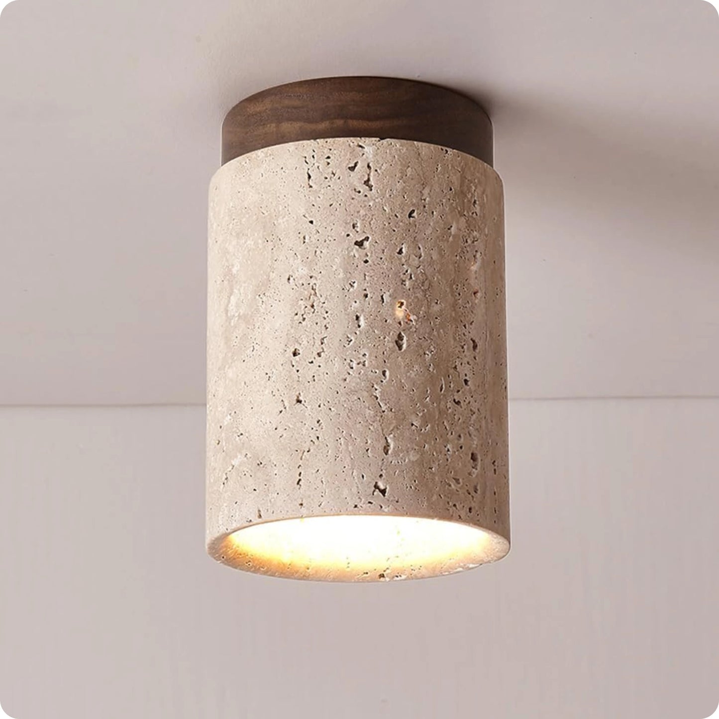 Plafonnier rond bois et plâtre avec éclairage LED doux et moderne - PlafonnierDeco