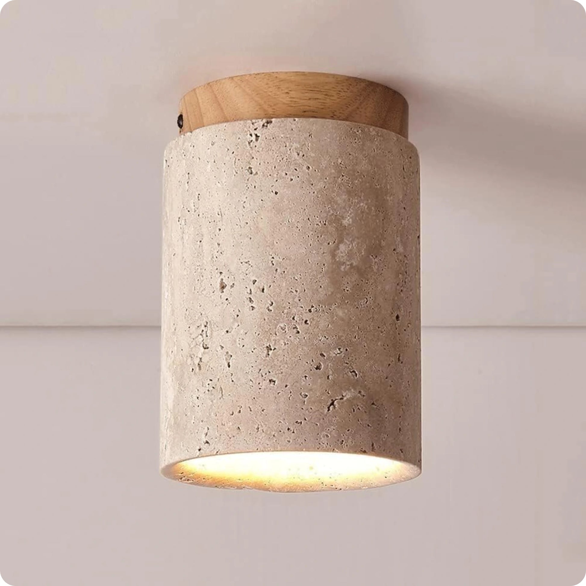 Plafonnier rond bois et plâtre avec éclairage LED doux et moderne - PlafonnierDeco