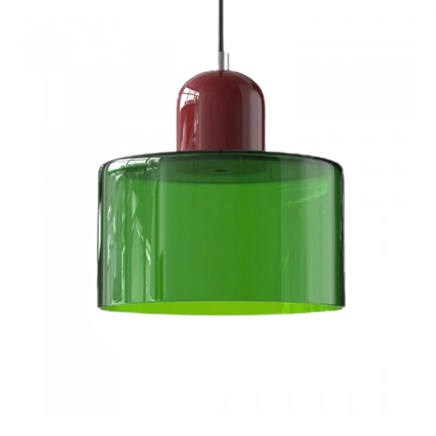 Plafonnier Design Verre Vert Fumé en Suspension Longue LED E27 - PlafonnierDeco